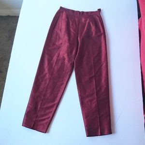 Robbie Bee Crimson Red Silk Pants Size 6